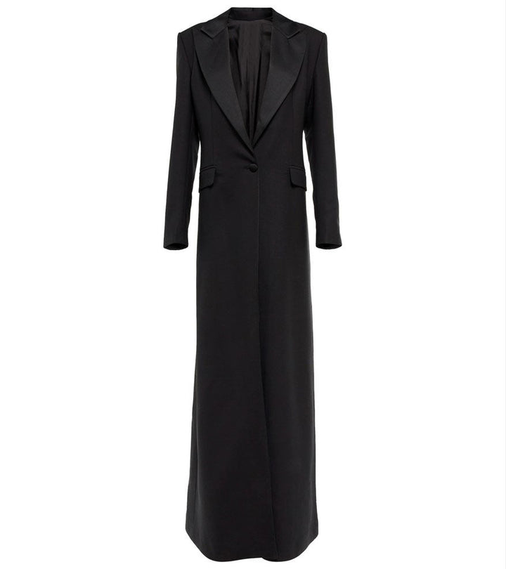 longline tailored blazer dress with deep plunge - Adbisfd