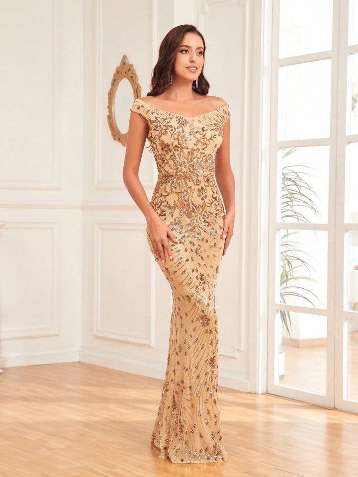off-shoulder sequin mermaid gown – ODD- AURORA