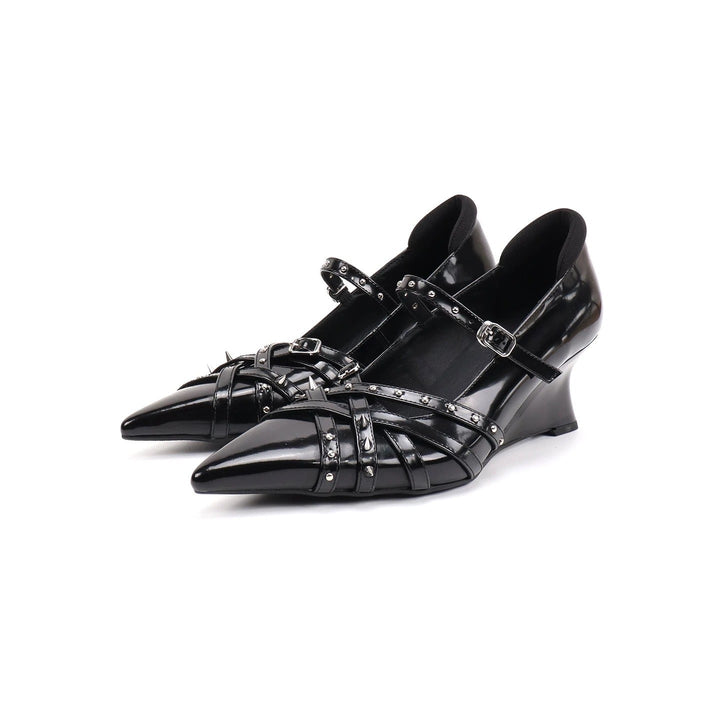 Studded Strappy Wedge Heels - Modern