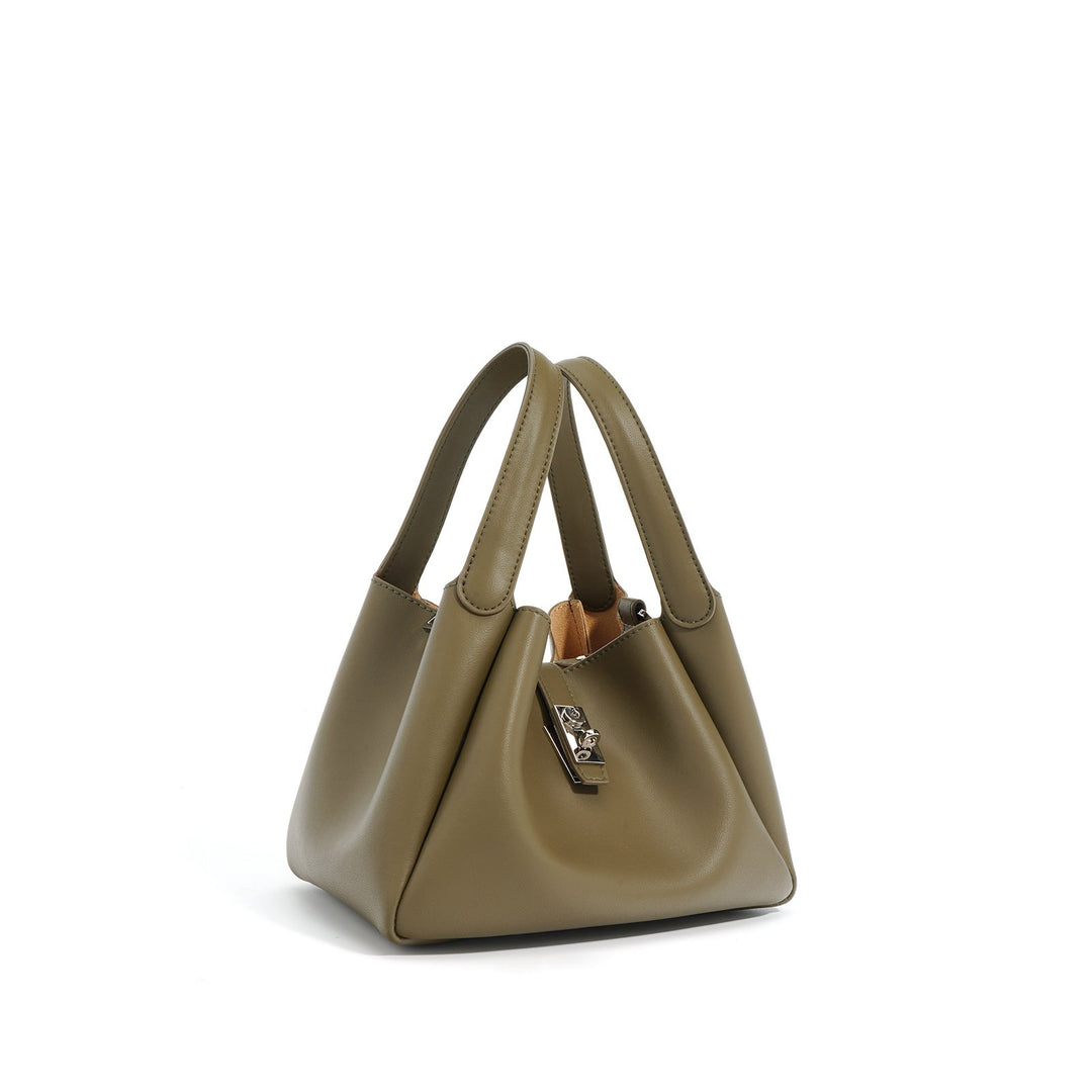 mini structured tote with twist lock – SAGE