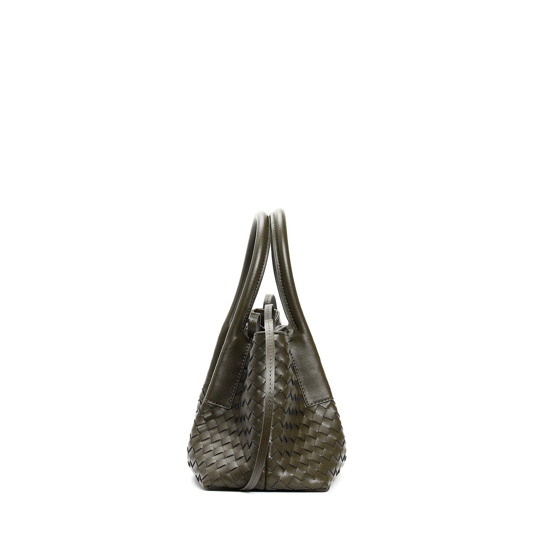woven leather mini tote bag with tie closure - LIQTA