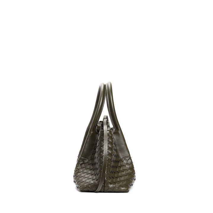 woven leather mini tote bag with tie closure - LIQTA
