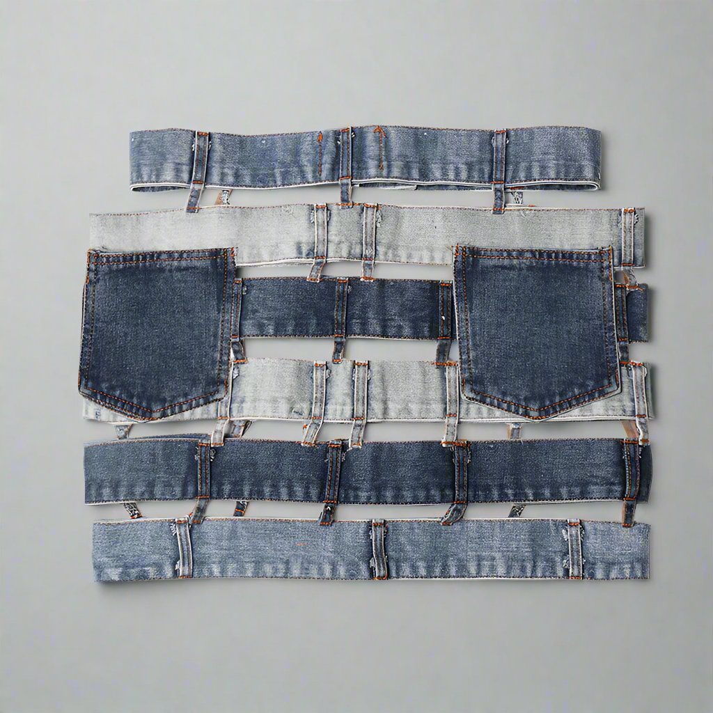 patchwork denim waist belt skirt - ODD- Talikha