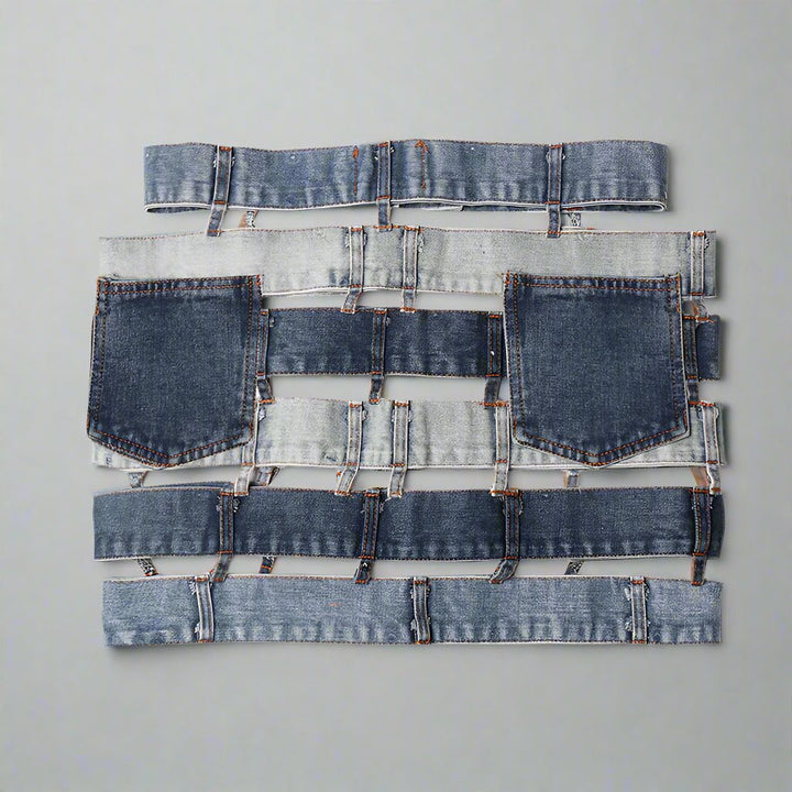 patchwork denim waist belt skirt - ODD- Talikha