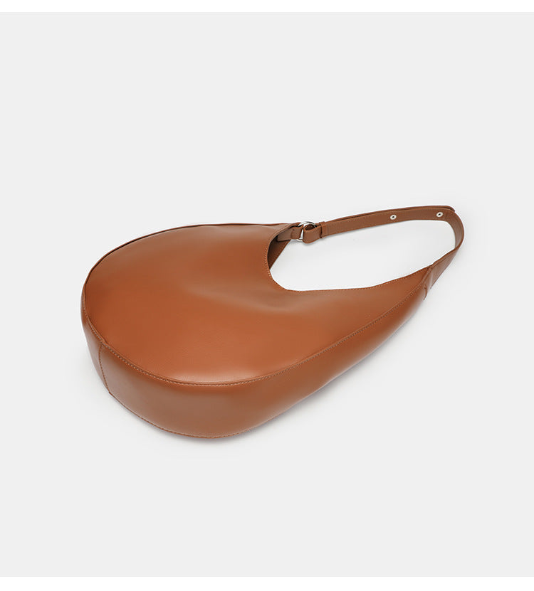 smooth leather crescent shoulder bag – LUNA