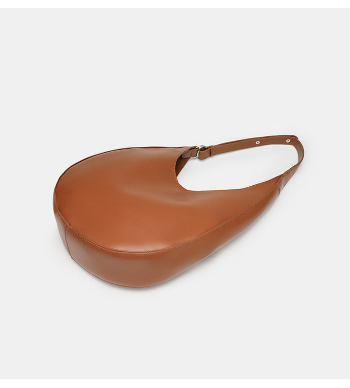 smooth leather crescent shoulder bag – LUNA
