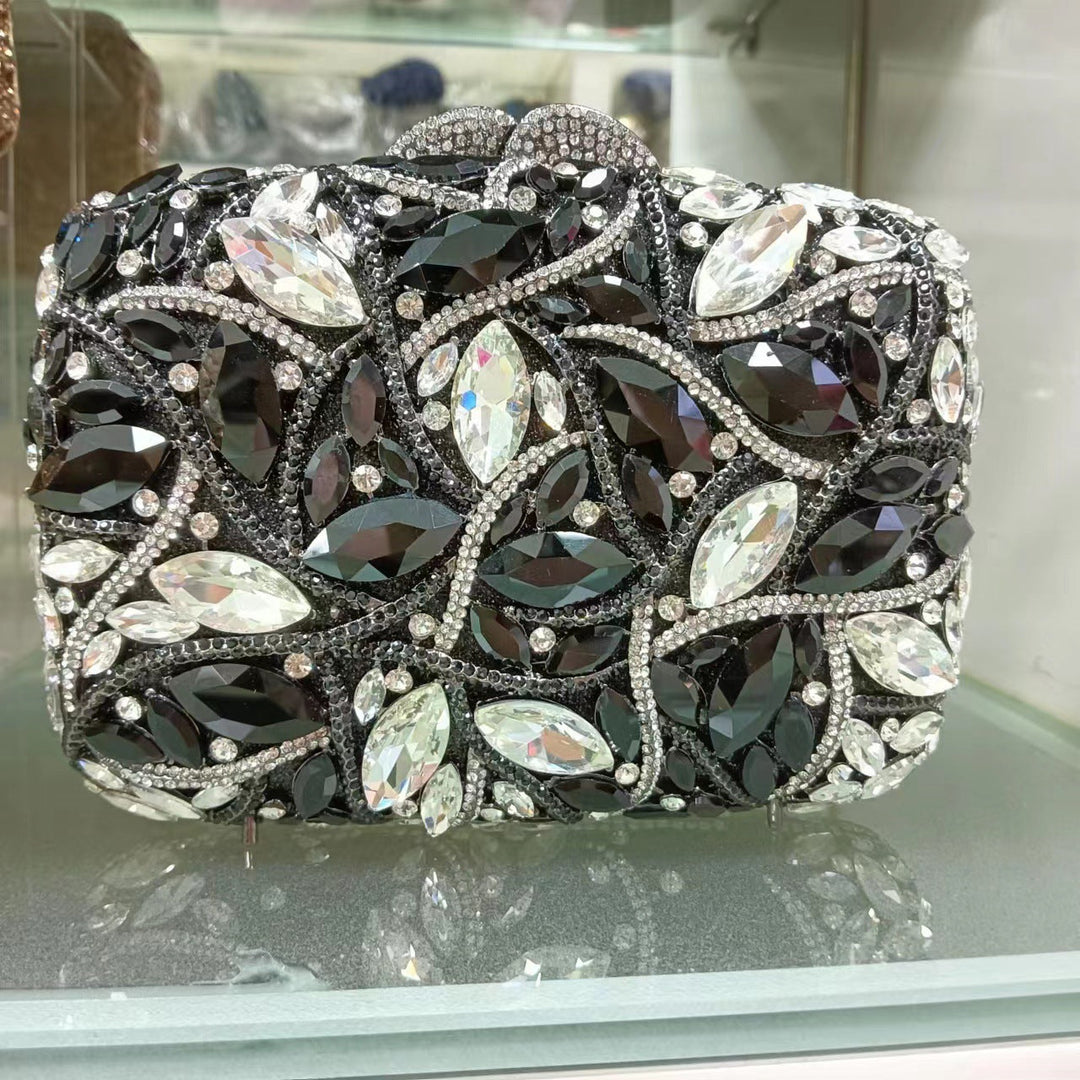 crystal embellished clutch with floral design - Enduri