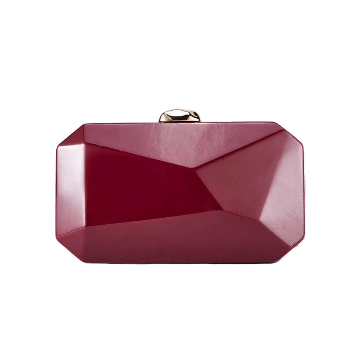 Geometric burgundy clutch with faceted design – WINE