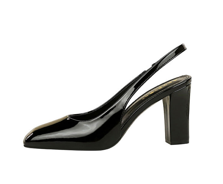Patent Square Toe Slingback Block Heels – RUBINA