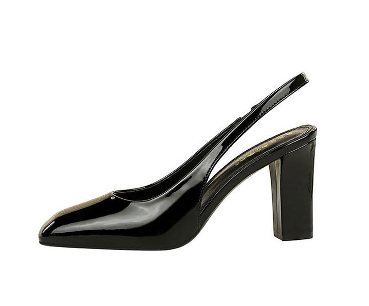 Patent Square Toe Slingback Block Heels – RUBINA