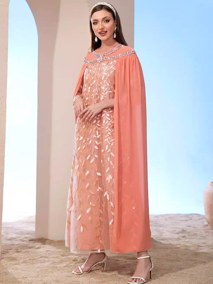 Elegant Long Sleeve Maxi Dress with Flared Skirt – ADELIA