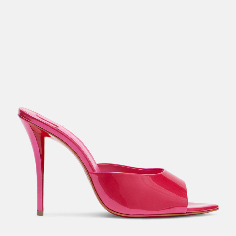 Patent Open-Toe Stiletto Mule Heels – BLANC