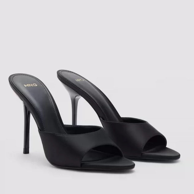 Chocolate Brown Minimalist Stiletto Mule Sandals – MNG
