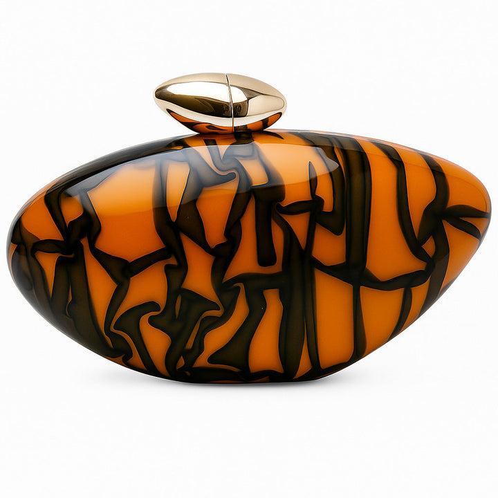Abstract patterned dome clutch with gold accent – AMBER