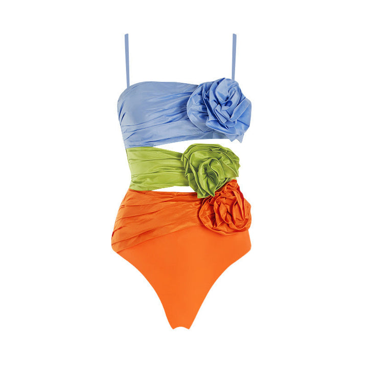 colorblock floral one-piece with wrap maxi skirt – SUNSET