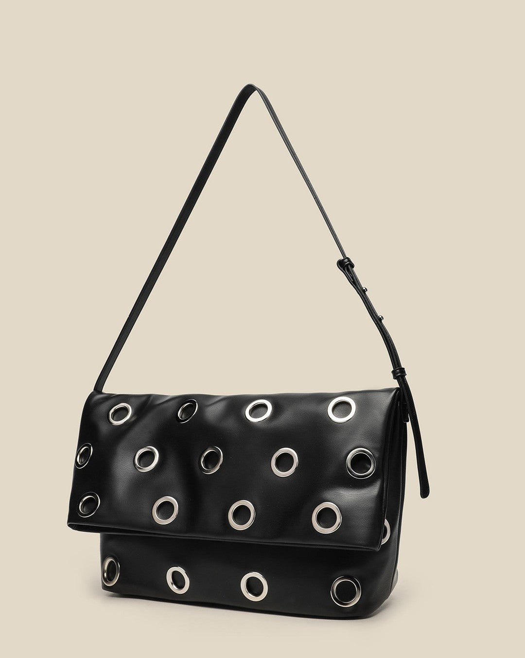 Studded Foldover Shoulder Bag - NOXARA