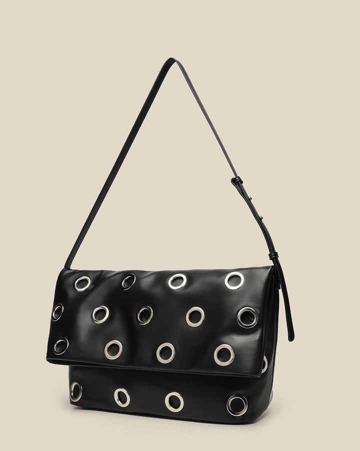 Studded Foldover Shoulder Bag - NOXARA