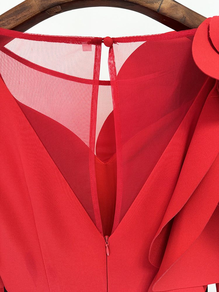 applique detail gown with sculpted shoulder – ODD- Farein