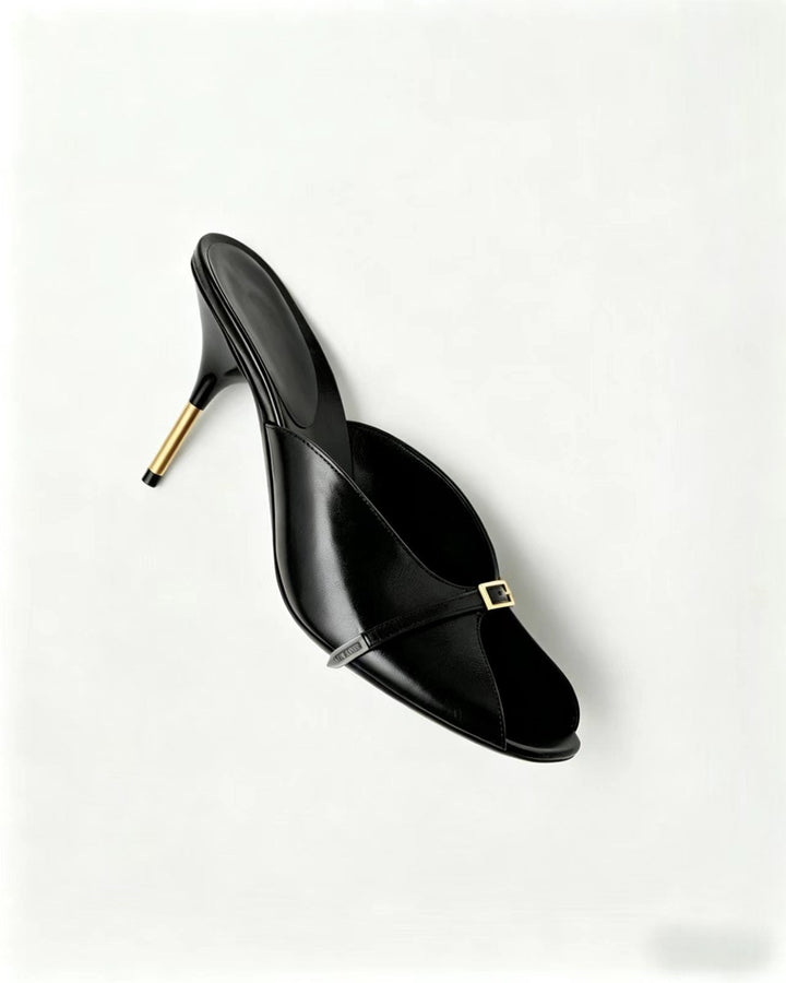 Ruby Red Peep Toe Mule Heels – Golden