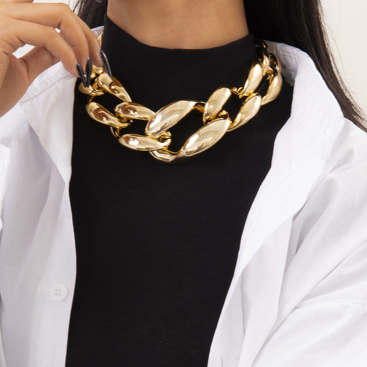 chunky oval-link chain necklace with gold finish – KORA