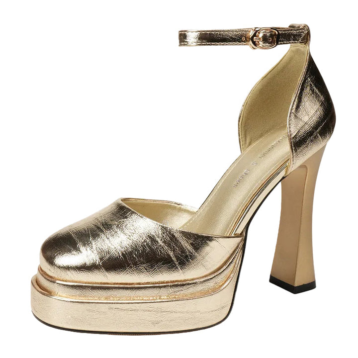 platform ankle-strap metallic heel – FARHA