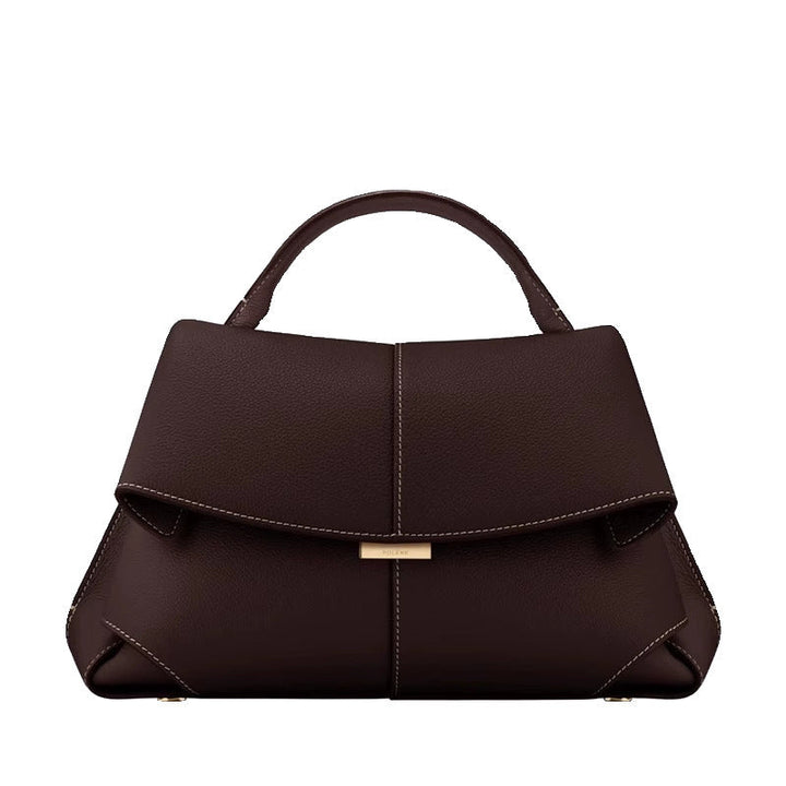 folded flap leather top-handle bag – VERA