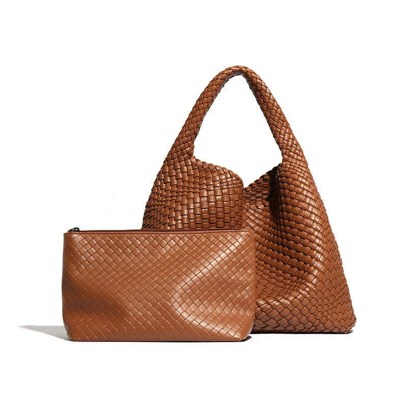 Olive Woven Hobo Bag with Matching Pouch – VIRELLE