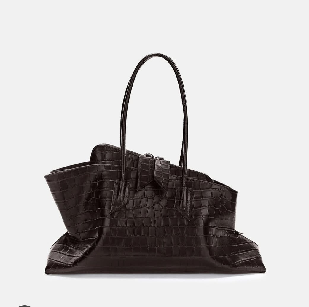 Structured suede tote bag with top handles – GEDOO