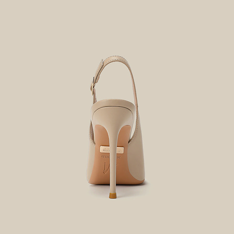 Pointed-Toe Leather Slingback Pumps – CAMILLE