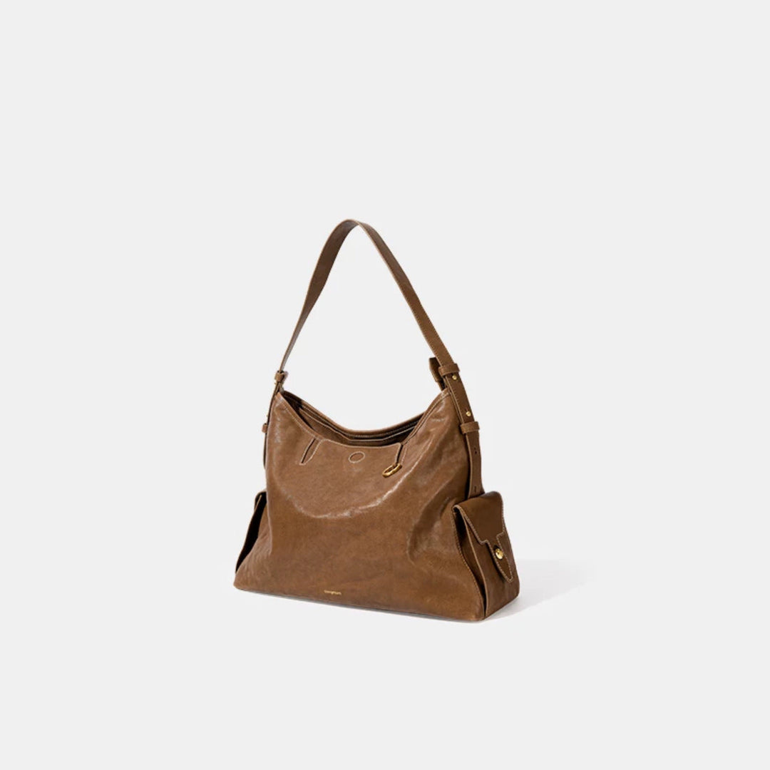 Black Slouchy Leather Shoulder Bag – LUXEVA
