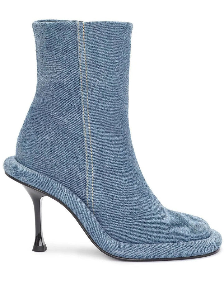 Denim Sculpted Heel Ankle Boots – INDIGO