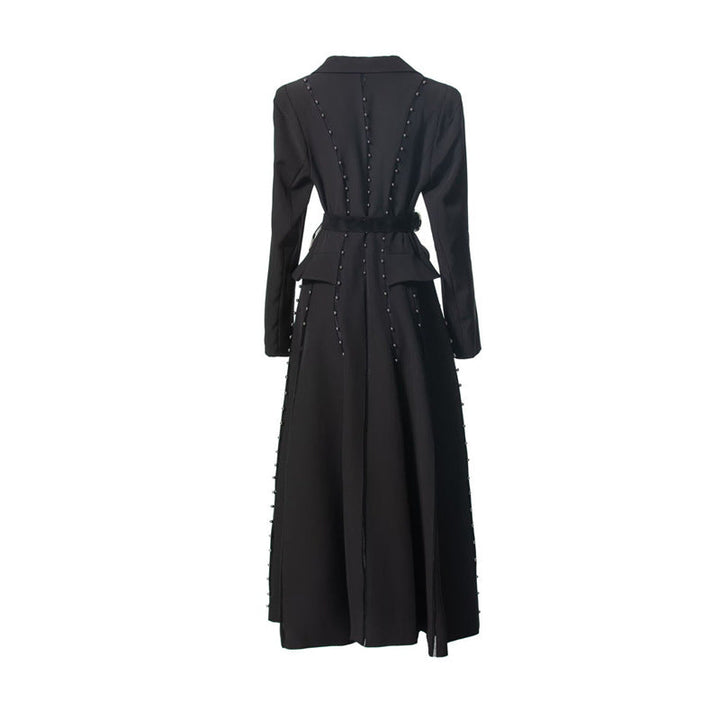 long sleeve blazer maxi dress with statement belt – MONARCH