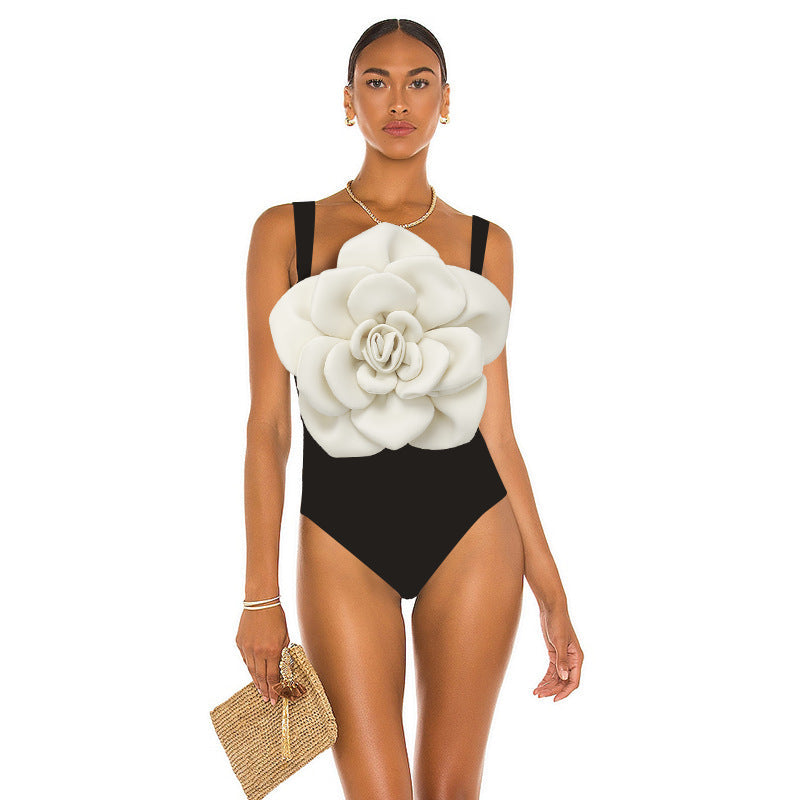 sleeveless 3D floral bodysuit with asymmetric ruffle maxi skirt – NOIR