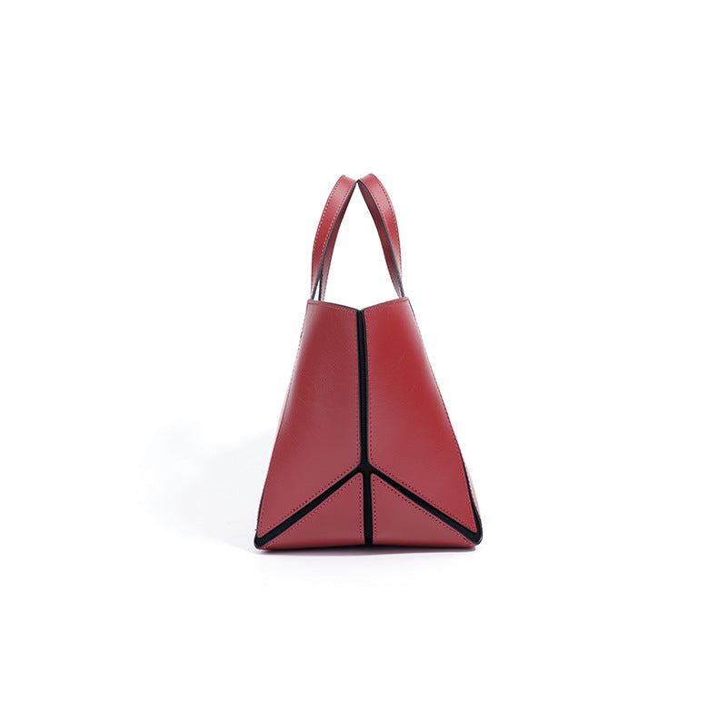structured leather tote bag with wide side panels - ZARAZKI
