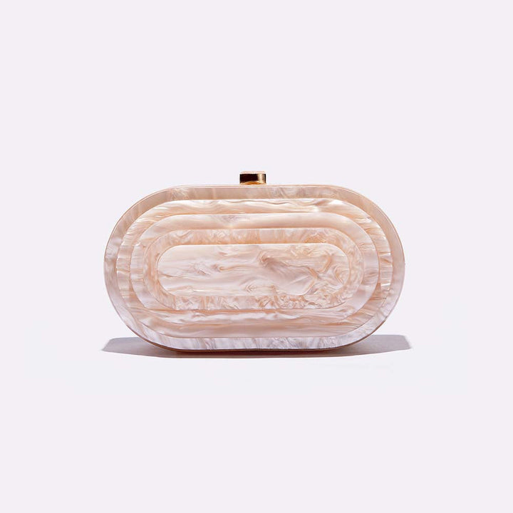 layered oval resin clutch in jade green – EMERALDA