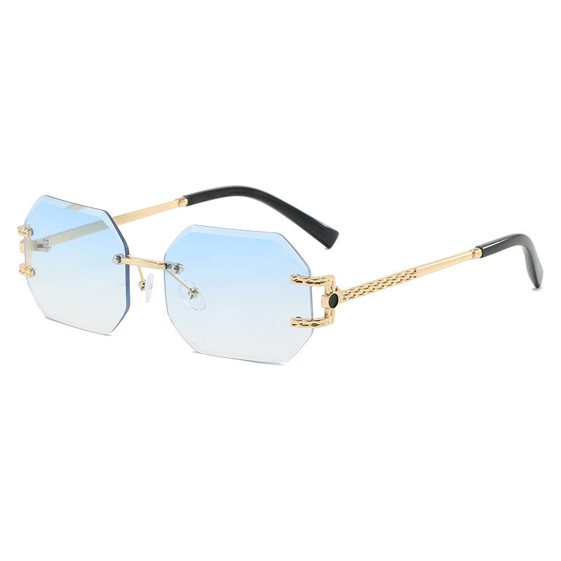Luxury Rimless Geometric Sunglasses – ROSÉ