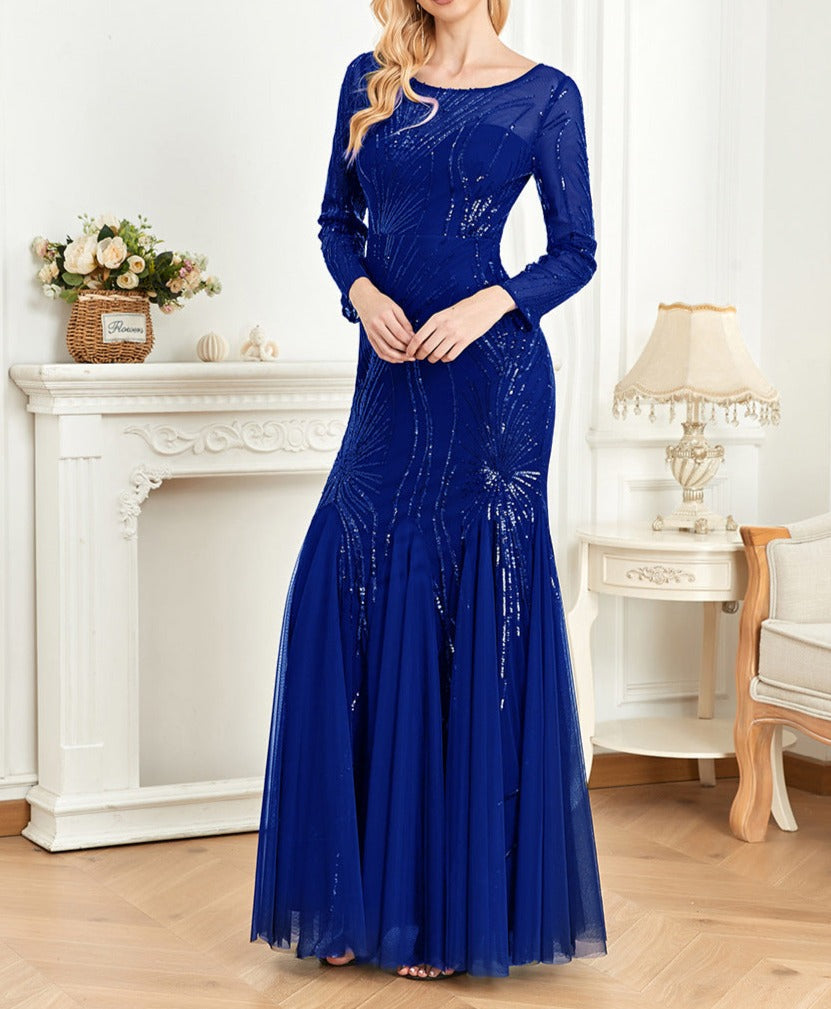 sequined mermaid gown with starburst pattern – ODD- Fistwqh