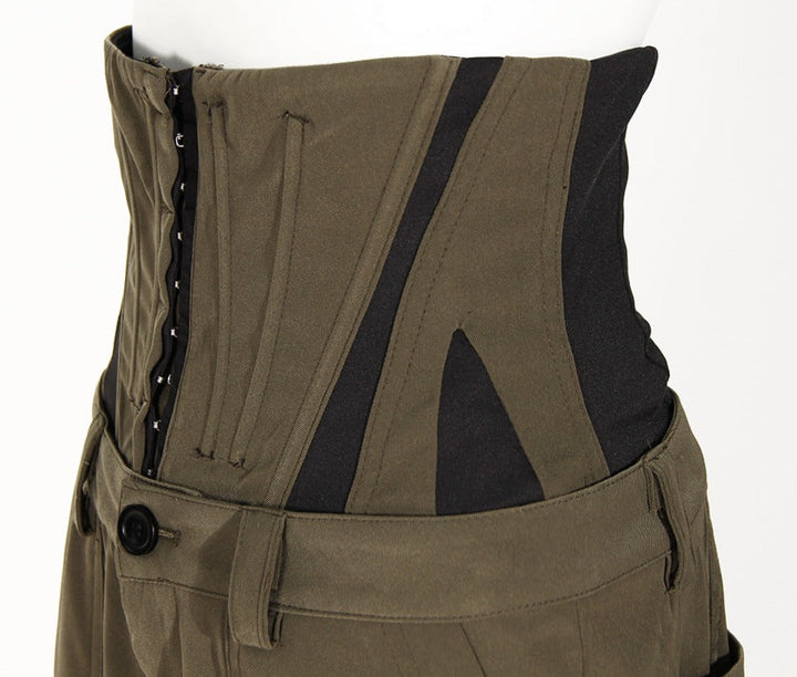 off-shoulder leather corset top with cargo pants – Felicitas