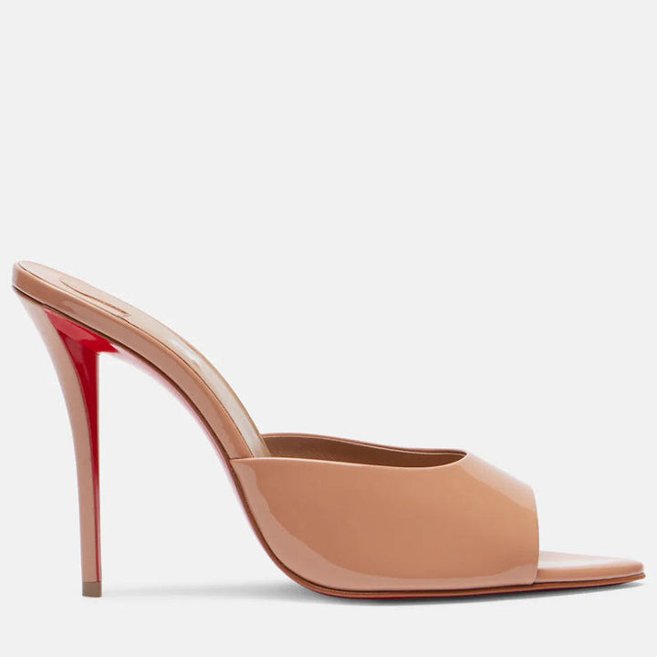 Patent Open-Toe Stiletto Mule Heels – BLANC