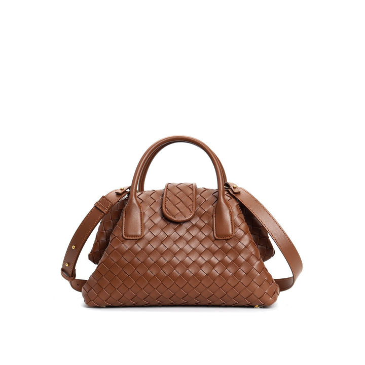 woven leather bag with magnetic flap - REINZA
