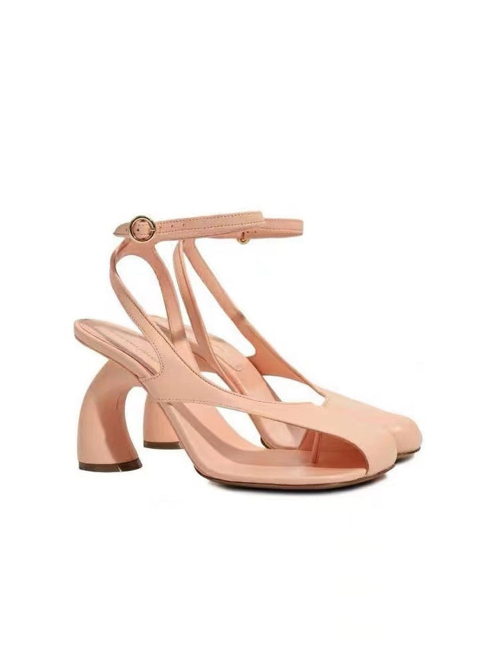 Black Sculptural Heel Sandals – Modern