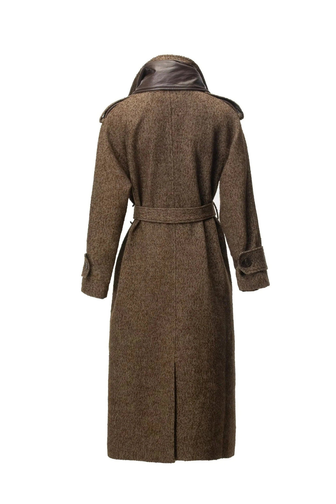 belted wool blend long coat with classic lapel – BRUNELLA