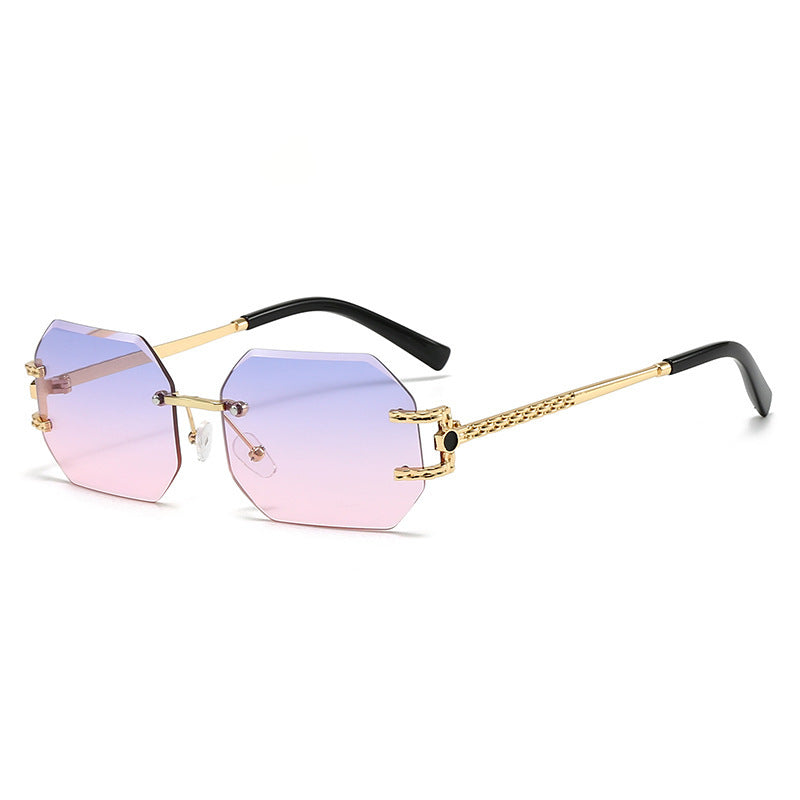 Luxury Rimless Geometric Sunglasses – ROSÉ