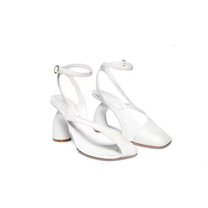 Black Sculptural Heel Sandals – Modern