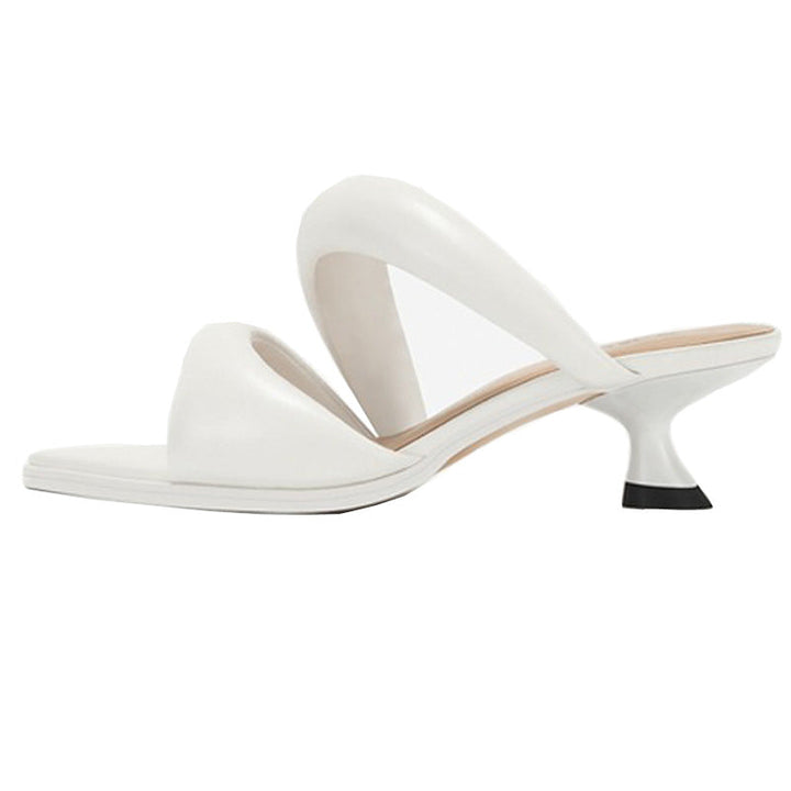 metallic cross-strap kitten heel mule – SILVER