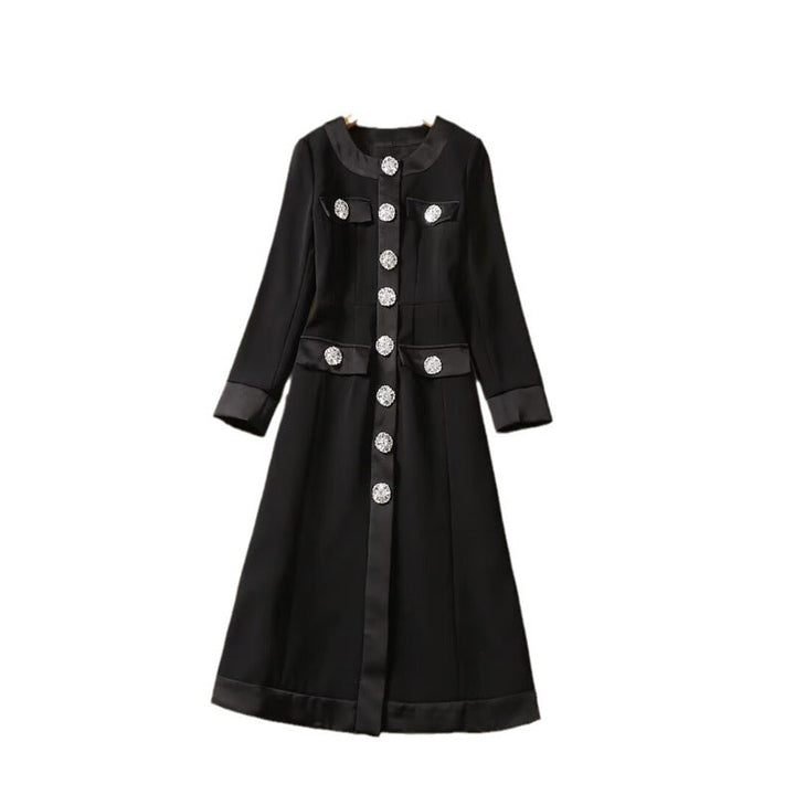 embellished button A-line midi coat dress – SERAPHINA