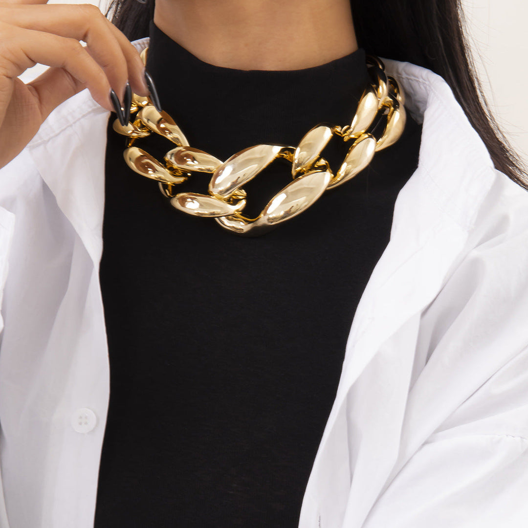 chunky oval-link chain necklace with gold finish – KORA