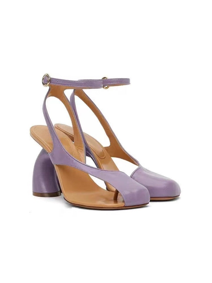 Black Sculptural Heel Sandals – Modern