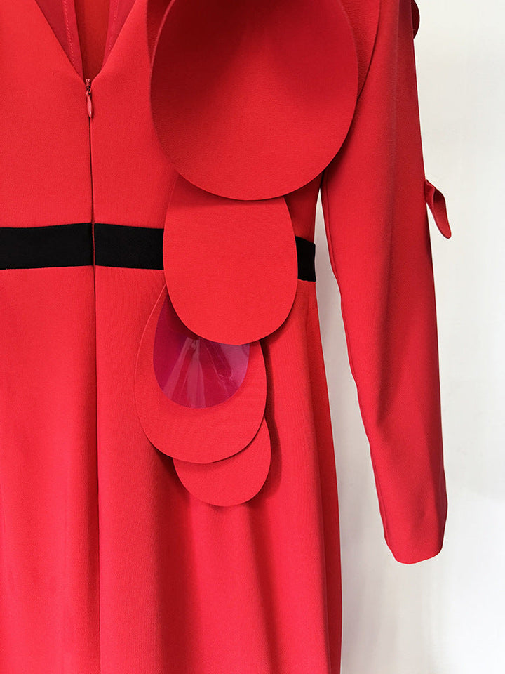 applique detail gown with sculpted shoulder – ODD- Farein