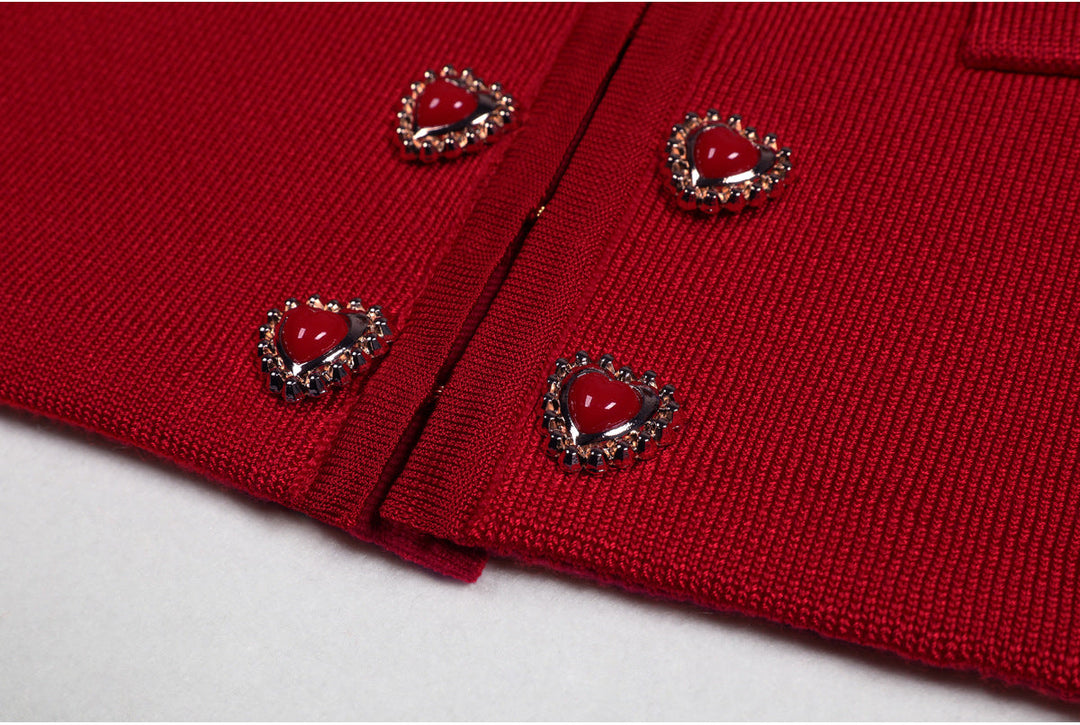 two-piece knit set with heart-shaped button accents – AMELIEV